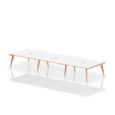 Oslo 1200mm Back to Back 6 Person Desk White Top Natural Wood Edge White Frame OSL0105 DD